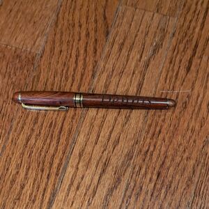Rosewood Handmade Wooden Ballpoint Pen with Gold Accents Engraved Dennis + Dad